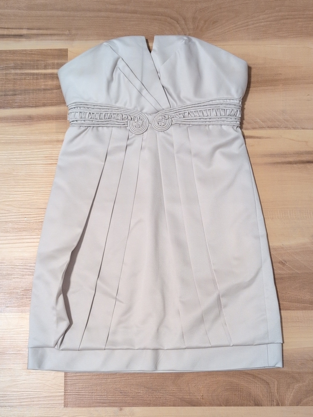 Women's BCBGMaxAzria Strapless Cream Empire-Waist Cocktail Dress